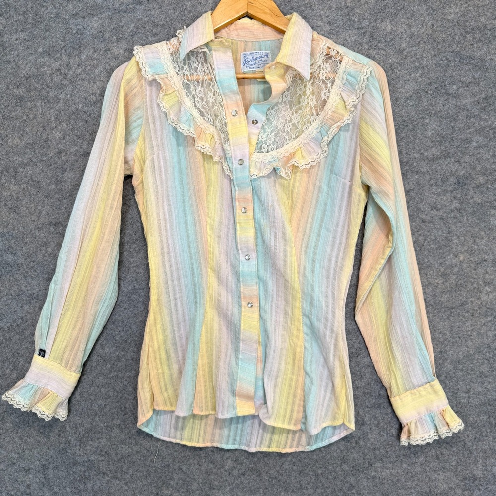 VTG Rockmount Ranchwear Western Pearl Snap Shirt Womens Medium 34 Fitted USA 70s